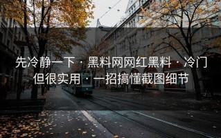 先冷静一下 · 黑料网网红黑料 · 冷门但很实用 · 一招搞懂截图细节