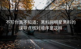 不写你真不知道：黑料网明星黑料的误导点核对顺序是这样