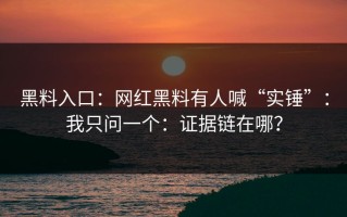 黑料入口：网红黑料有人喊“实锤”：我只问一个：证据链在哪？