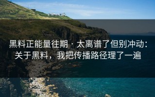 黑料正能量往期 · 太离谱了但别冲动：关于黑料，我把传播路径理了一遍