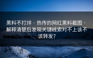 黑料不打烊 · 热传的网红黑料截图 · 解释清楚后发现关键线索对不上该不该转发？