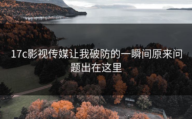 17c影视传媒让我破防的一瞬间原来问题出在这里-第1张图片-17c日韩免费 - 视频直播原创看