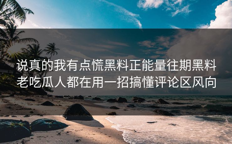 说真的我有点慌黑料正能量往期黑料老吃瓜人都在用一招搞懂评论区风向-第1张图片-17c日韩免费 - 视频直播原创看