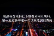 凌晨我在黑料社下载看到网红黑料，第一反应是夸张一句话就能识别真假
