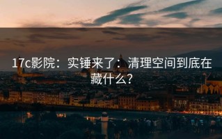 17c影院：实锤来了：清理空间到底在藏什么？