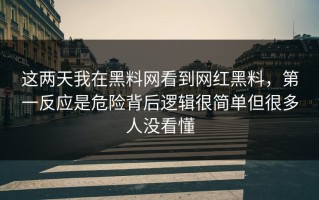 这两天我在黑料网看到网红黑料，第一反应是危险背后逻辑很简单但很多人没看懂