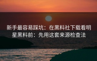 新手最容易踩坑：在黑料社下载看明星黑料前：先用这套来源检查法